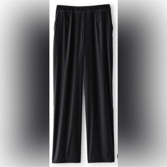 SOFT SURROUNDINGS | Aria Velvet Wide Leg Pants Solid Black Elastic Pull-on | XL - Picture 3 of 10